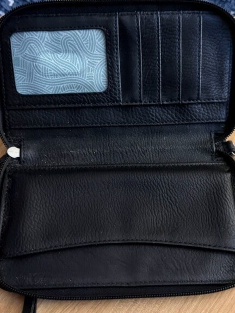 The Sak Black Leather Zip Wallet with Card Slots